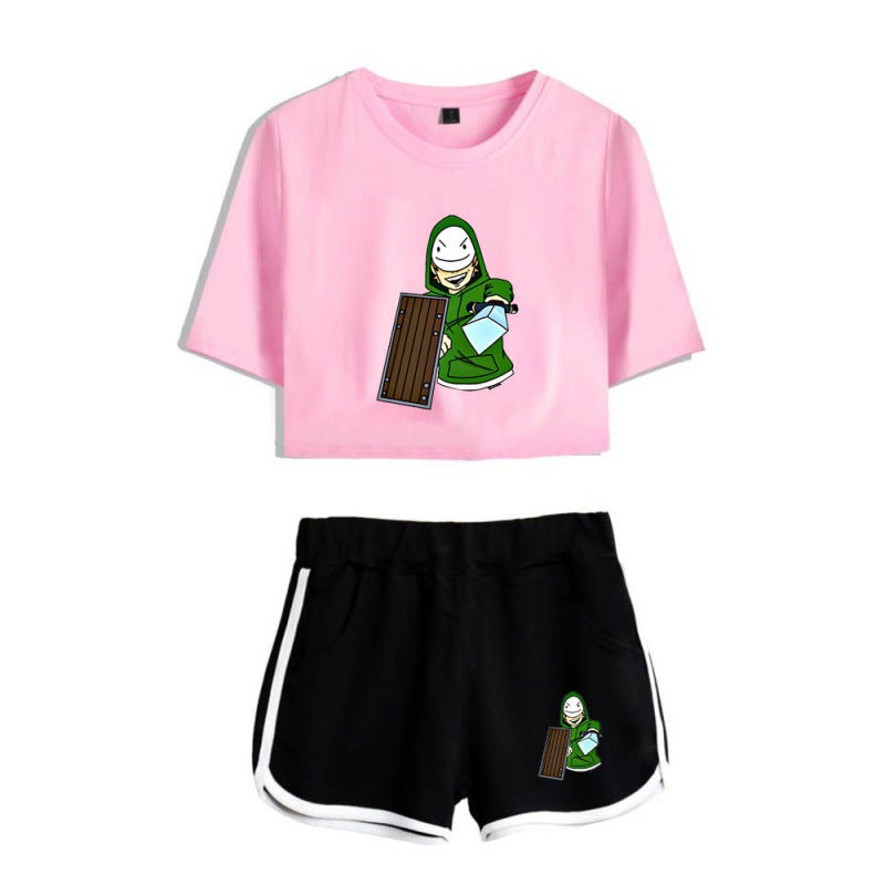 Dreamwastaken Men's Novelty Hoodies Dream Merch Shirt Printed Sexy Navel Exposed T-shirt Shorts Set