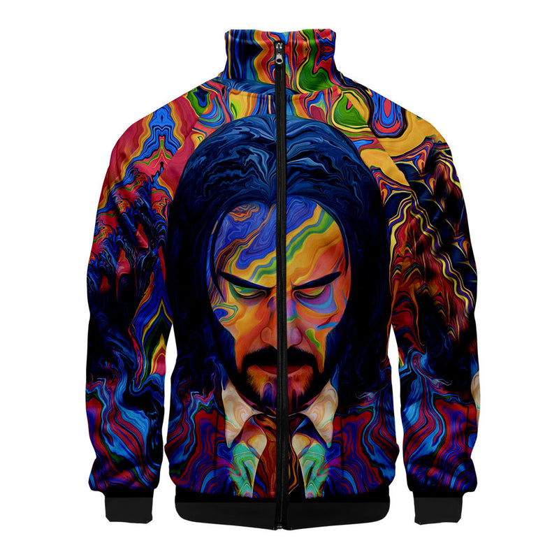 John Wick Keanu Hoodie John Wick 3 3D Printed Stand Collar Zipper Jacket