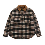 Mens Flannel Jacket Rep Retro Lapels Lambswool Shirt Padded Jacket Men's High Street Pocket Top