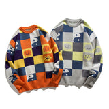 Man Fall Winter Outfis Autumn and Winter Contrast Color round Neck Sweater Sweater Men and Women Loose