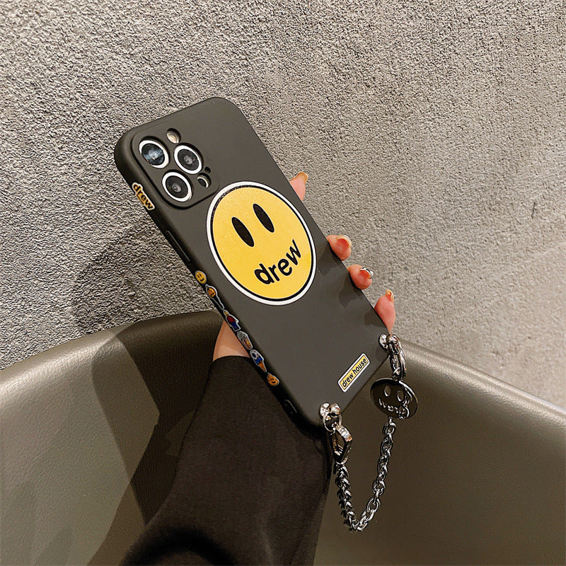 justin b drew phone case Apple 12 Drew Smiley Face Chain Phone Case XR Xs Transparent Iphone11