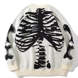 Skeleton Hoodie Skeleton Knitwear Men's Street Loose round Neck Sweater Pullover