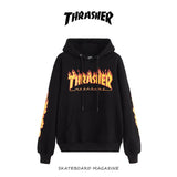 Thrasher Hoodie Autumn And Winter Thrasher Flame KIRIN Arm Men 'S Women 'S Hoodie Brushed Hoody