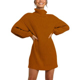 Sweater Dress Outfit With Tights 2 Piece Set Sweater Autumn and Winter Fashion Women's Clothing High Collar Mid-Length Sweaters