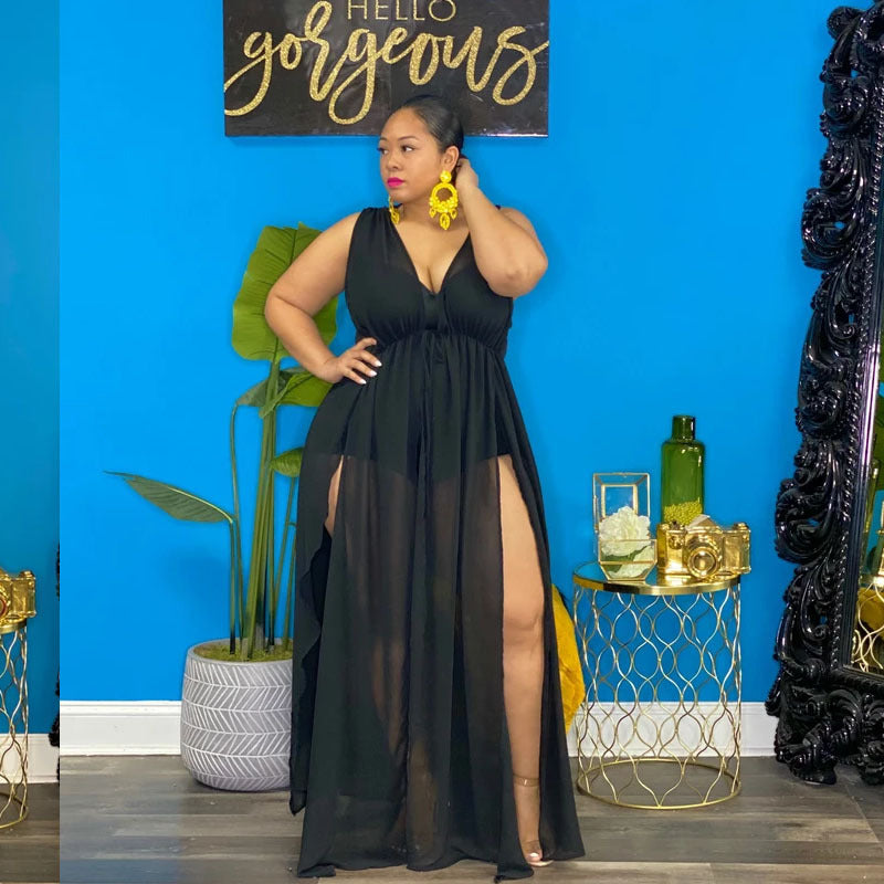 Nina Parker Dresses plus Size Solid Color One-Piece Vest Tulle Skirt