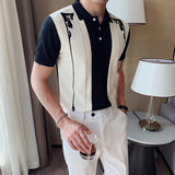 Men Polo Shirts Short Sleeve Lapel Wool Polo Shirt