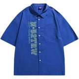 Man Summer T Shirt Color-Contrast Check Affixed Cloth Embroidered