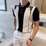 Men Polo Shirts Short Sleeve Lapel Wool Polo Shirt