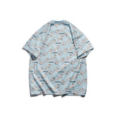 Men T Shirt Summer Casual Tops Cartoon Rabbit Full Printed Short Sleeve T-shirt