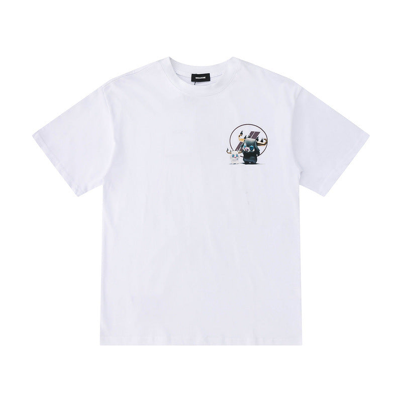 We11done T Shirt Cartoon Character Print Loose Men's and Women's round Neck Short Sleeve