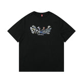 Men T Shirt Summer Casual Tops Men's Clothes Summer Wear Vintage Men's round Neck Short Sleeve Casual Loose Letter Flash Printed T-shirt