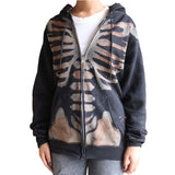 Skull Hoodie Halloween Skull Long Sleeve Hoodie Zipper Cardigan Jacket