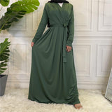 Muslim Women Stylish Kashibo Abaya Muslim Ladies Long Gown Islamic Clothing Jilbab Jalabiya Fashion Solid Color Dress