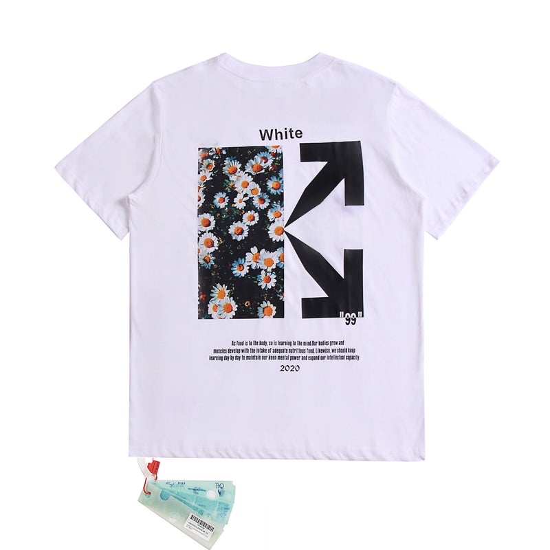 off Ow White T Shitrs Little Daisy Short-Sleeved T-shirt Men's and Women's Floral White
