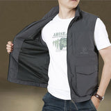 Men Utility Vest Work Zipper Tactical Work Vest Slim Pocket Jacket Vest Man Spring and Autumn Multi-Pocket Loose Vest Casual