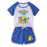 Children Pokemon Pikachu Tshirts & Shorts Short-Sleeved T-shirt Shorts Casual Sports Two-Piece Neutral