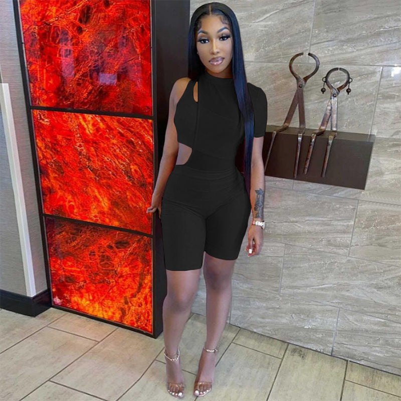 Summer Women's Clothing Sexy Mesh Stitching Tight Jumpsuit Sleeveless Vest Suit for Women