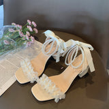 Nude Pumps Block Heel Sandals