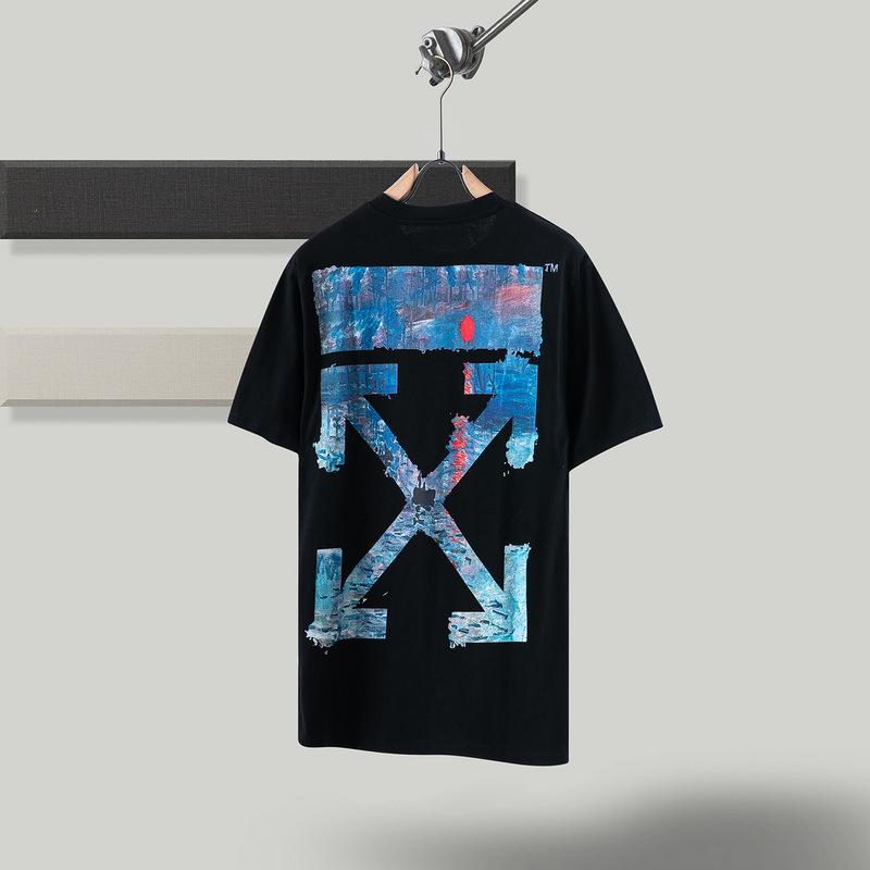 Off White T Shirt Ow Men's Owt Women's ShortSleeved Tshirt Cotton Back Arrow Round Neck Loose