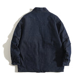 Man Fall Winter Outfis Winter Street Tide Brand Stand Collar Denim Cotton Coat Men's Loose Casual Cotton-Padded Jacket Coat