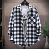 Mens Flannel Jacket Brushed Plaid Slim Fit Long Sleeve Shirt Men Casual Overshirt
