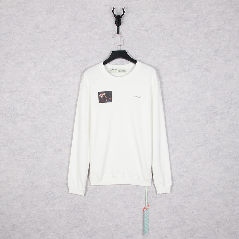 Off White Long Sleeve Round Neck Sweater Autumn And Winter Pattern Crew Neck Pullover Sweatshirt Men And Women