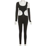 Autumn Sexy Hollow High Waist Hip Raise Skinny Yoga Sports Fitness Jumpsuit