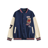 Letterman Jacket Outfit Senior Jackets Varsity Baseball Coat Cartoon Bear Embroidery Baseball Uniform Men's Jacket