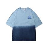 Men Tshirts Summer Smiley Face Printed Gradient Short Sleeve All Cotton Loose Casual Street
