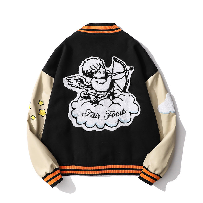Letterman Jacket Outfit Senior Jackets Varsity Baseball Coat Men's Loose Lapel Jacket