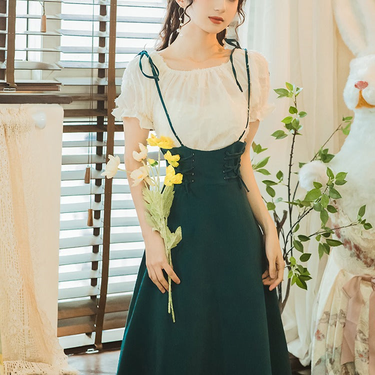 Women cottagecore Dress Summer Retro Elegant Outfit Dress