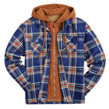 John Dutton Jacket Autumn and Winter Plaid Jacket Long-Sleeved Hooded Fake Two Pieces Cotton Padded Coat Men