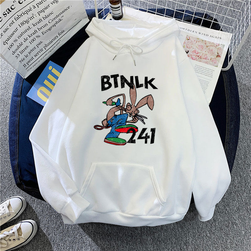 Slogan Graphic Hoodie plus Size Loose Velvet Padded Hooded Sweatshirt