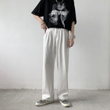Men Suit Pants Men's Summer Thin Loose Straight Solid Color Casual Pants