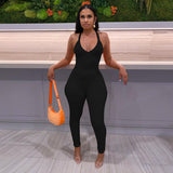 Summer Women's Sexy Low-Cut Sling Slim Fit High Waist Hip Lift Sports Jumpsuit