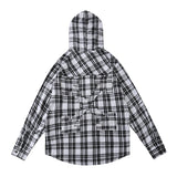 Off White Hoodie Long Sleeve Autumn Shirt Spring and Summer Plaid Striped Cardigan Hooded Shirt for Men and Women
