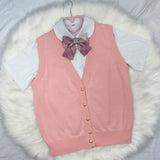 Gothic Lolita Harajuku Style Clothing Qiule Knitted Cardigan Solid Color Vest Thin