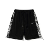 Men's Tshirts Stitching Zebra Print Casual Shorts Men's Loose Track Pants Summer