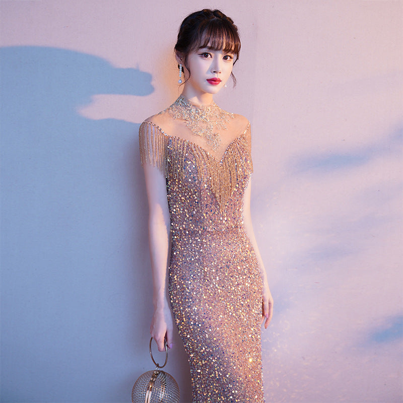 The Great Gatsby Daisy Dress Banquet Evening Dress Women's Tassel Heavy Work Dress