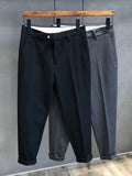 Men Suit Pants Slim Straight Casual Trousers