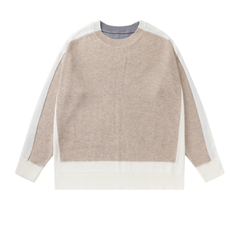 Off White Winter Fleece Sweatshirts Autumn and Winter Stitching Arrow round Neck Pullover Knitted Sweater