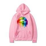 Drippy Hoodies Lip Printings Loose Sweater
