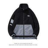 Men's Autumn Winter Coat Stand Collar Color Matching Cotton-Padded Coat