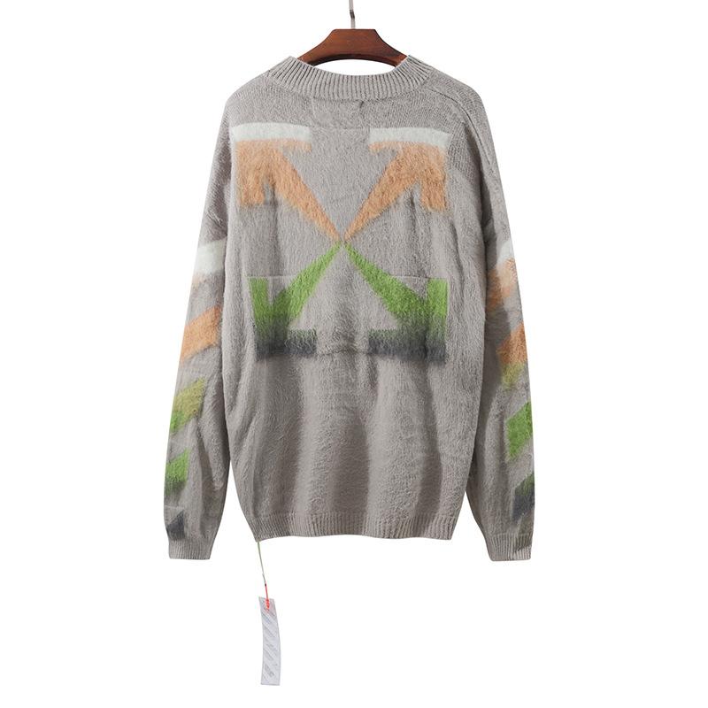 Off White Sweater Men's Autumn and Winter Sweater Owt Arrow Gradient