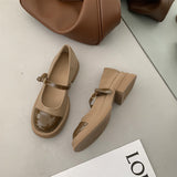 Nude Pumps Block Heel Chunky Heel Mary Jane Shoes