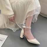 Nude Pumps Block Heel French Style High Heels Women's Chunky Heel Sandals