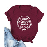 Beth Dutton Outfits Sorta Sweet Sorta Beth Dutton round Neck Casual Short Sleeve Loose plus Size Fashion T-shirt