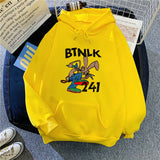Slogan Graphic Hoodie plus Size Loose Velvet Padded Hooded Sweatshirt