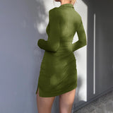 Sweater Dress Outfit With Tights 2 Pieces Set Winter Knitted Fold Split Sexy Tight Dress