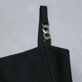 Women Bodycon Dress Spring/Summer Black Two-Piece Set Fashion Suspenders Top Bell-Bottom Pants